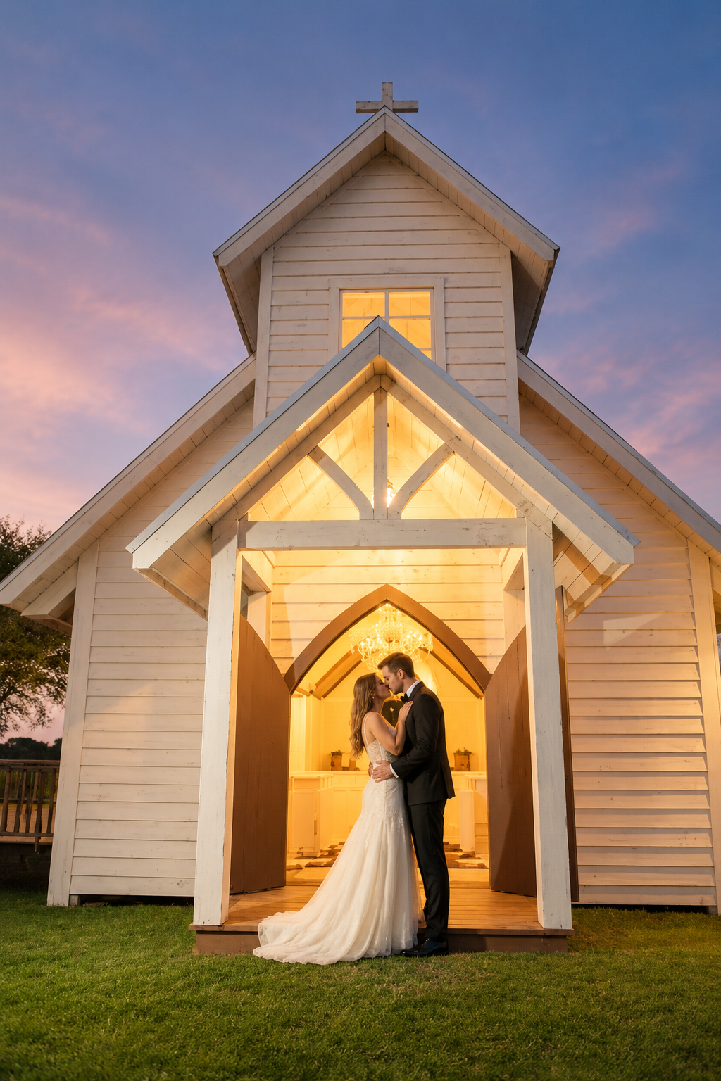 Twisted Ranch Weddings chapel ceremony kiss
