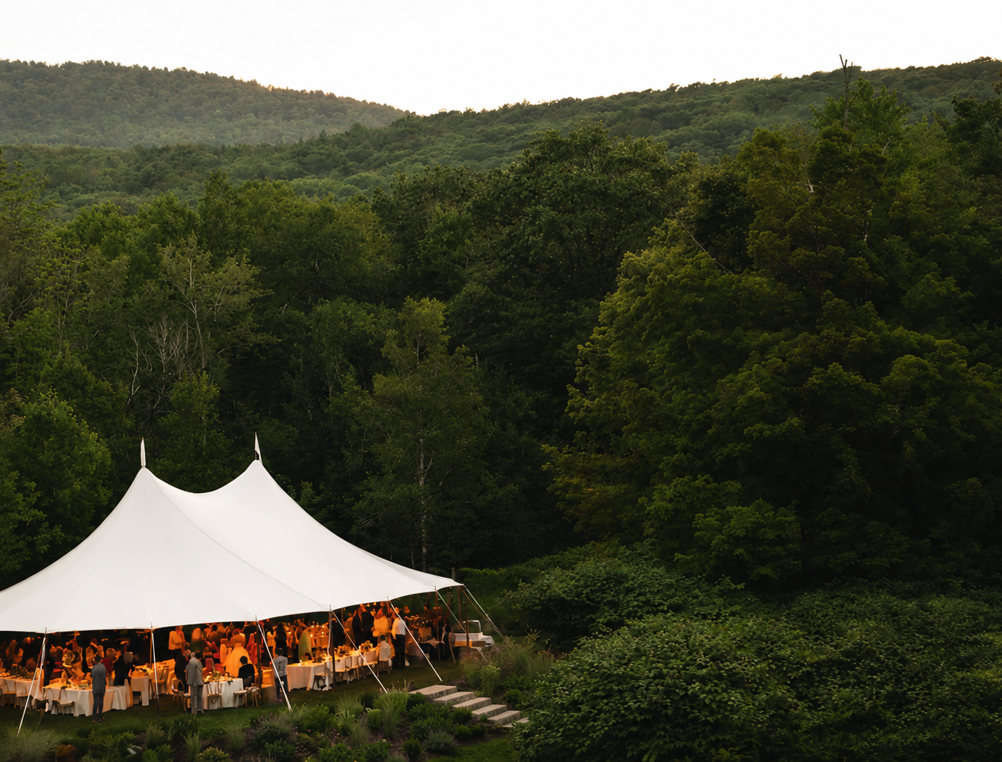 The Henson tented reception in woods