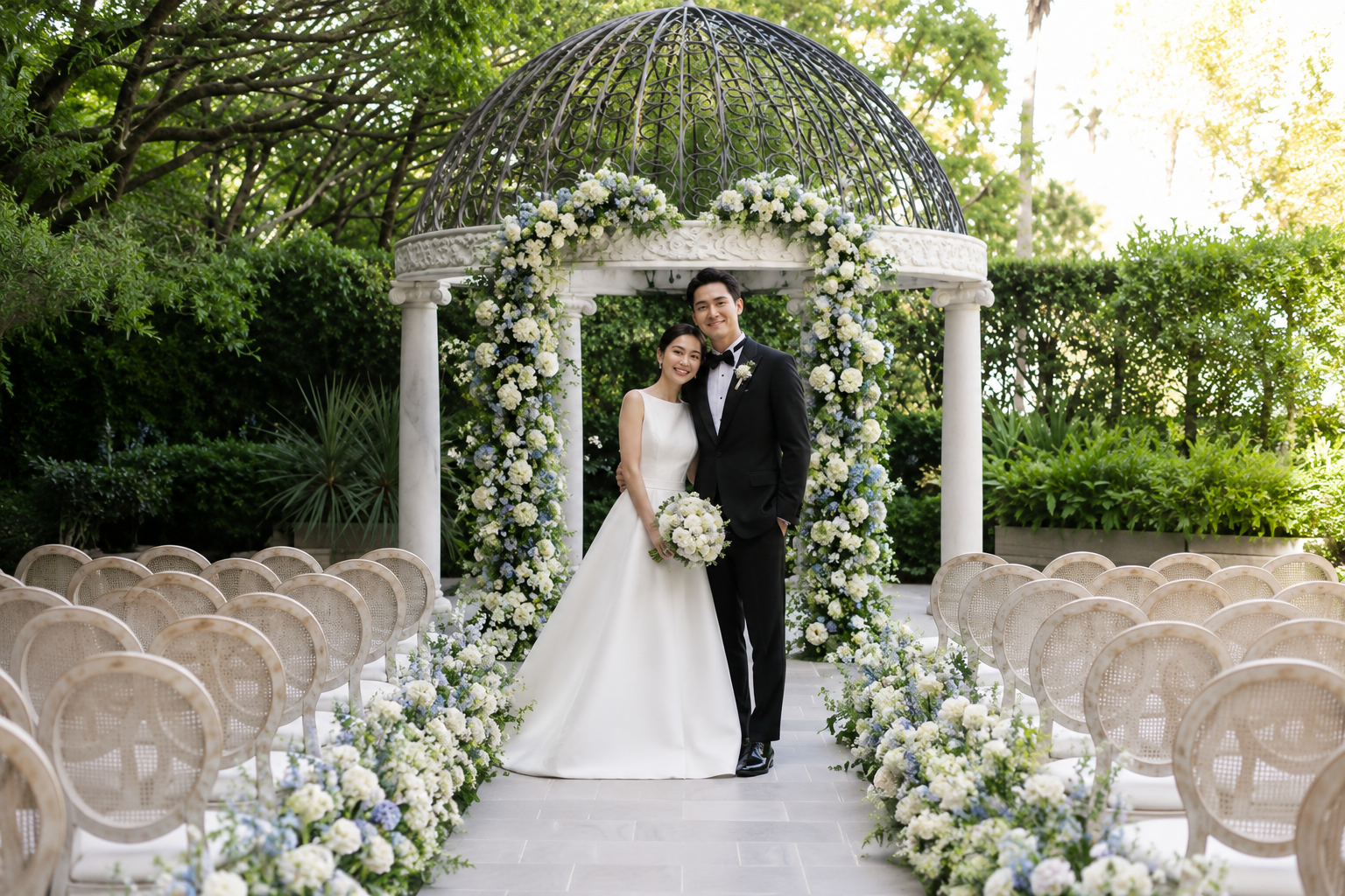 The Ritz-Carlton, Marina del Rey courtyard bridal portrait ceremony