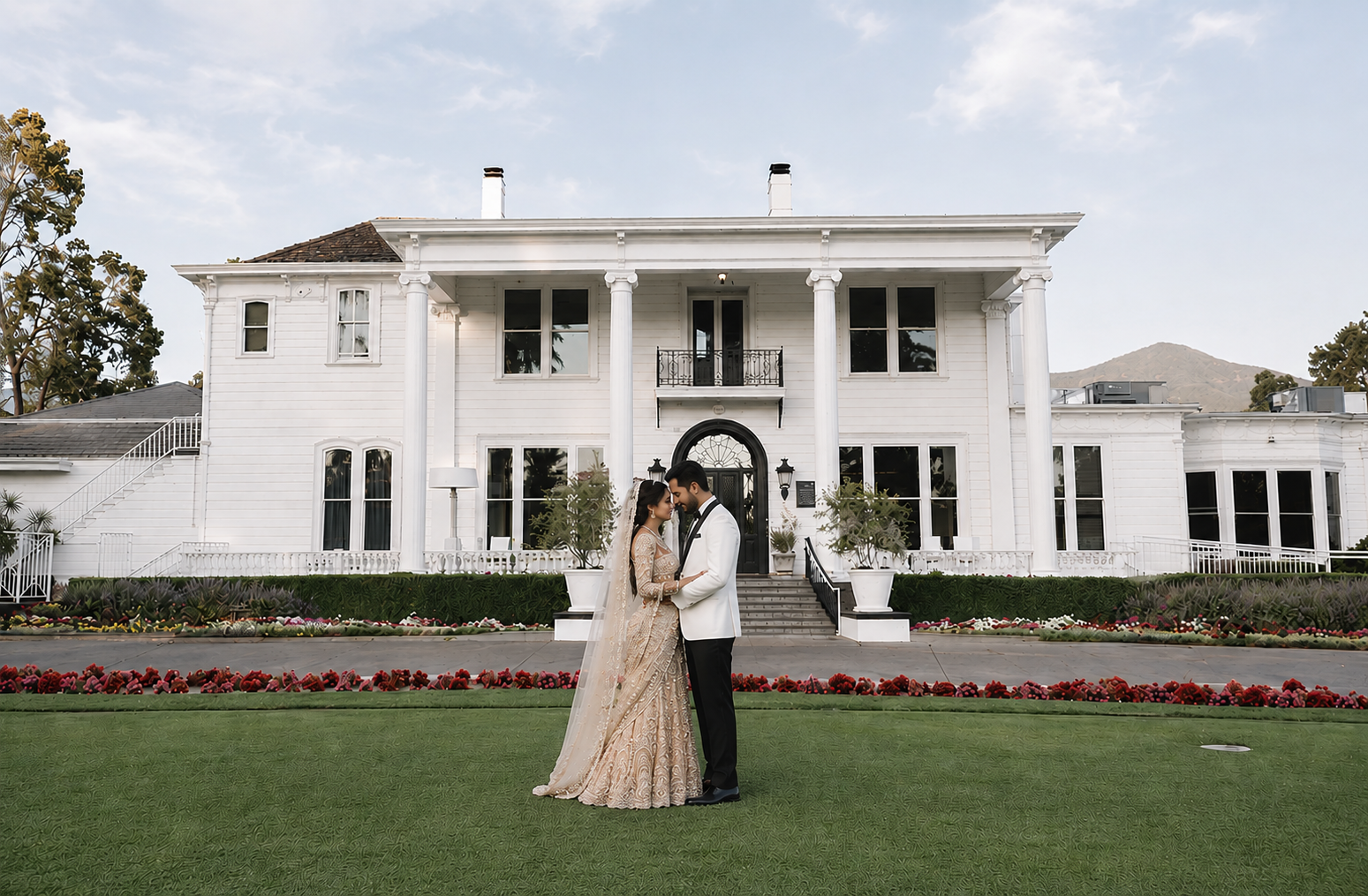 Silverado Resort and Spa bride groom portrait in front of main house