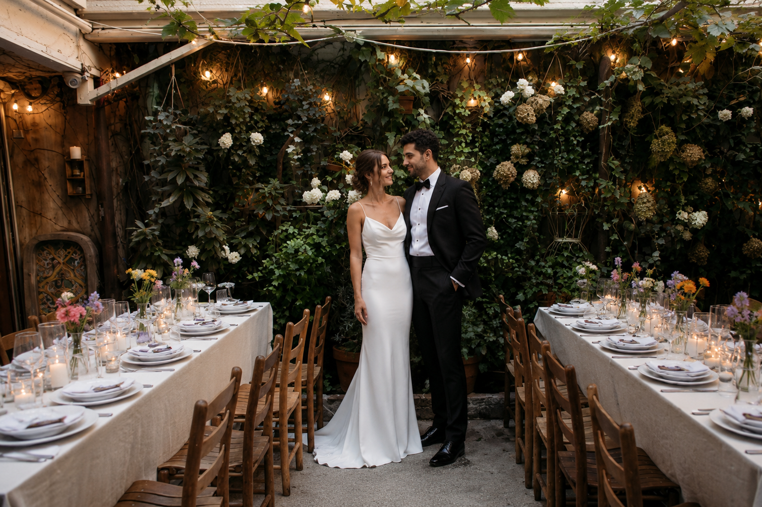 Palma nyc private dining room courtyard wedding reception