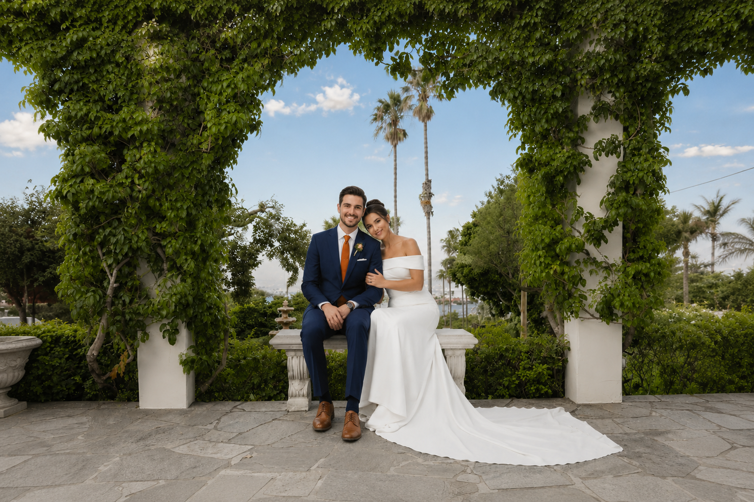 The Thursday Club garden bridal portrait