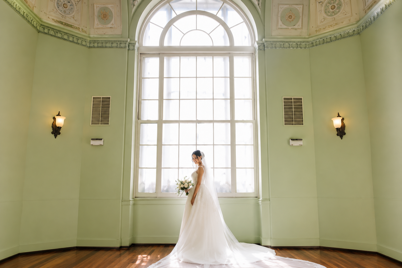 Green Room at the War Memorial bride portrait