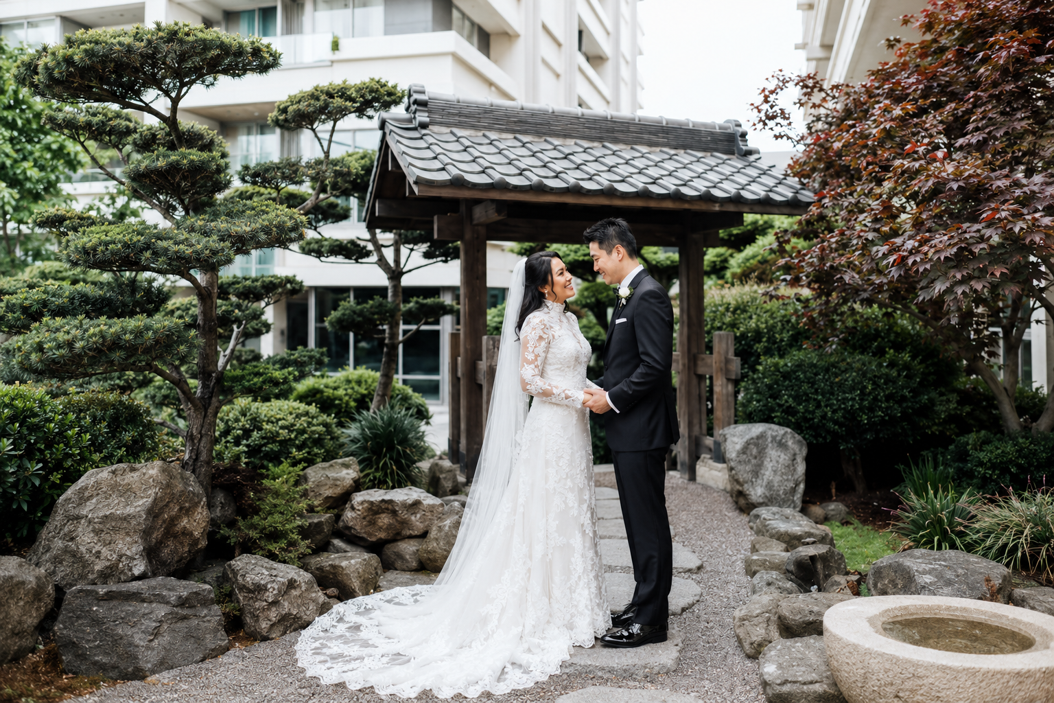 Hotel Kabuki bride groom portrait