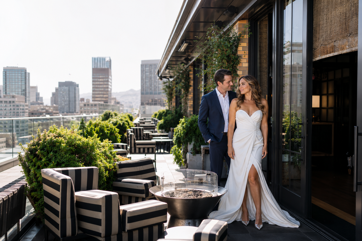 San Francisco Proper Hotel bride groom portrait