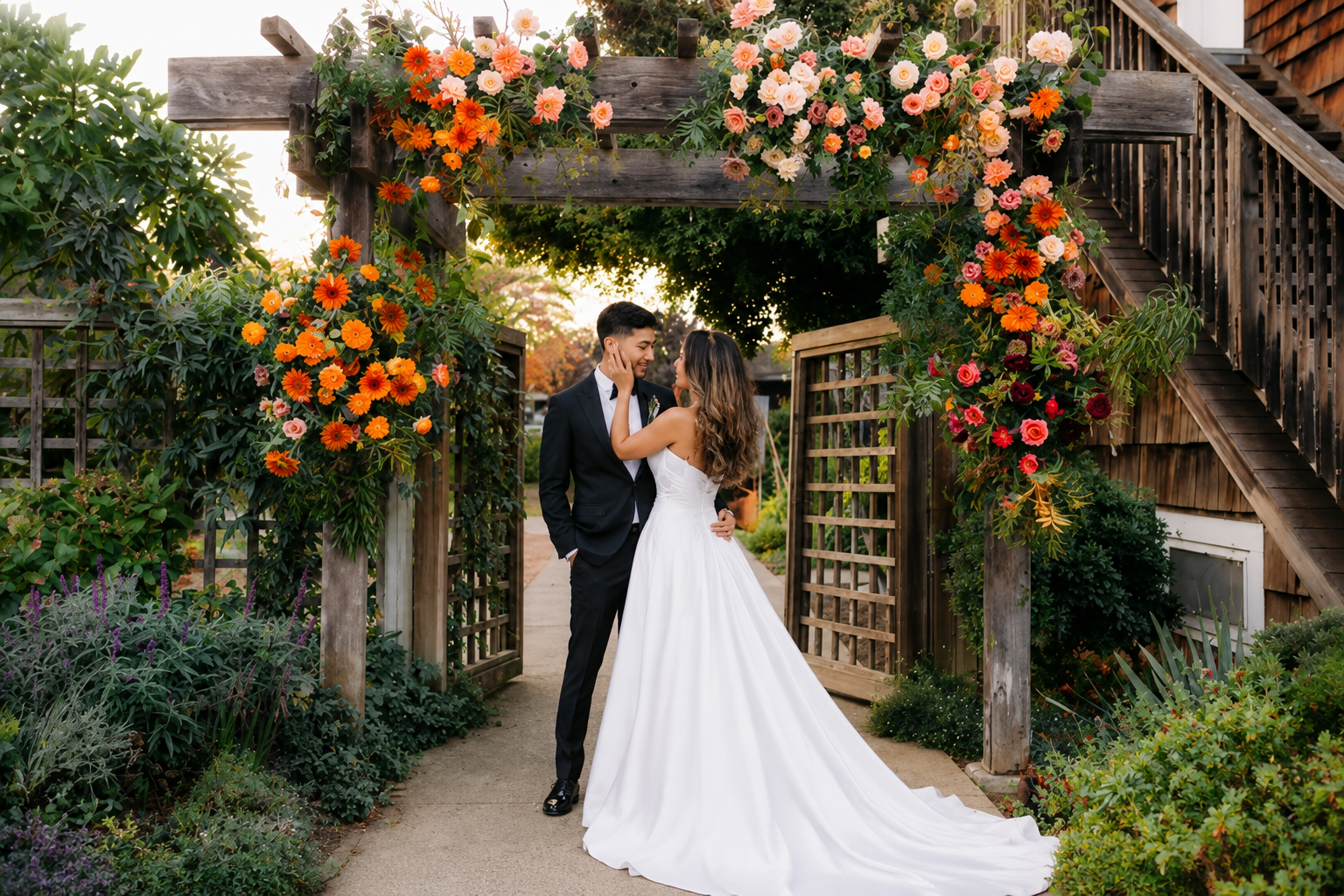 Sunnyside Conservatory bride groom portrait